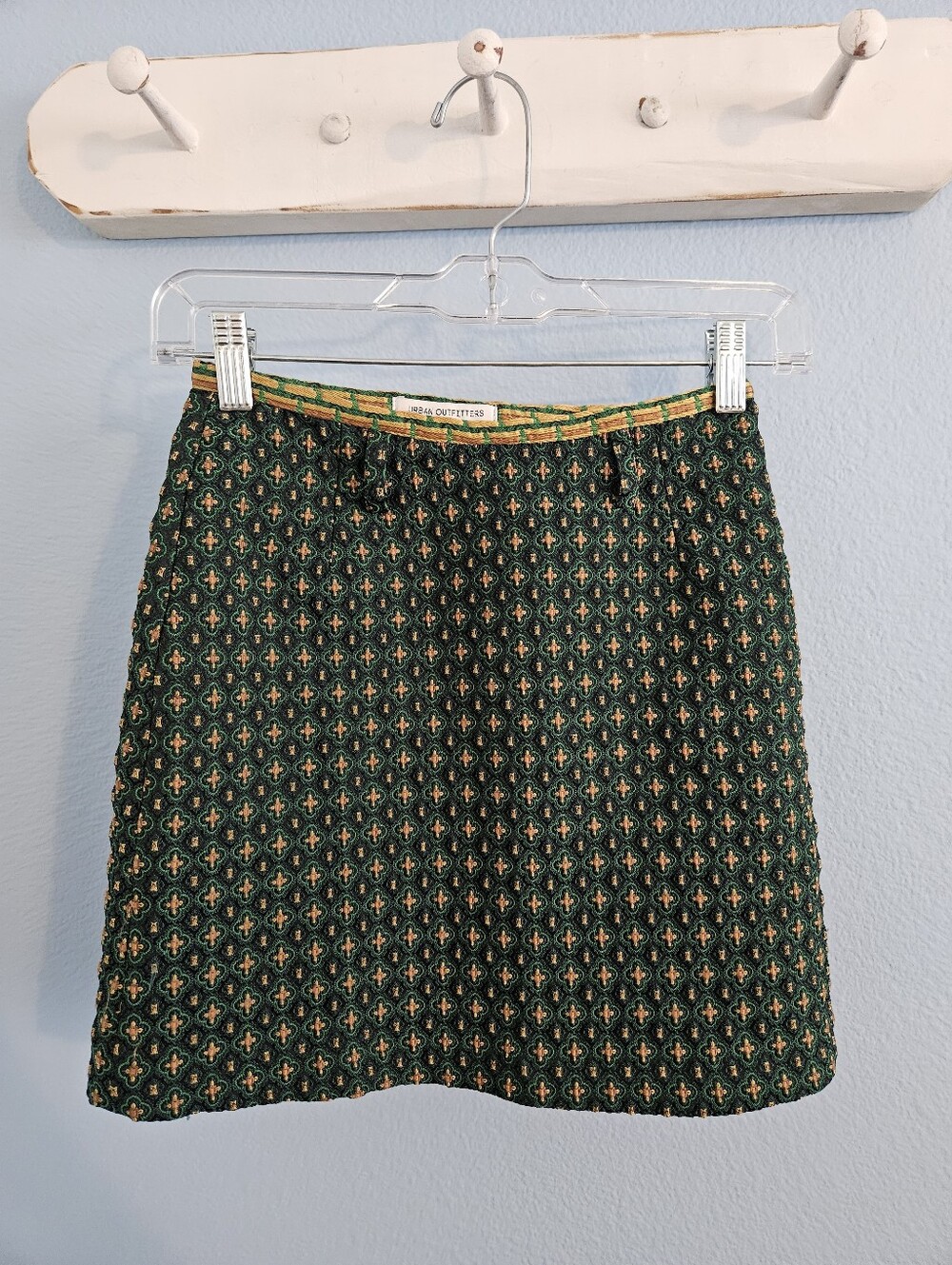 Urban Outfitters Cropped Patterned Green Mini Skirt